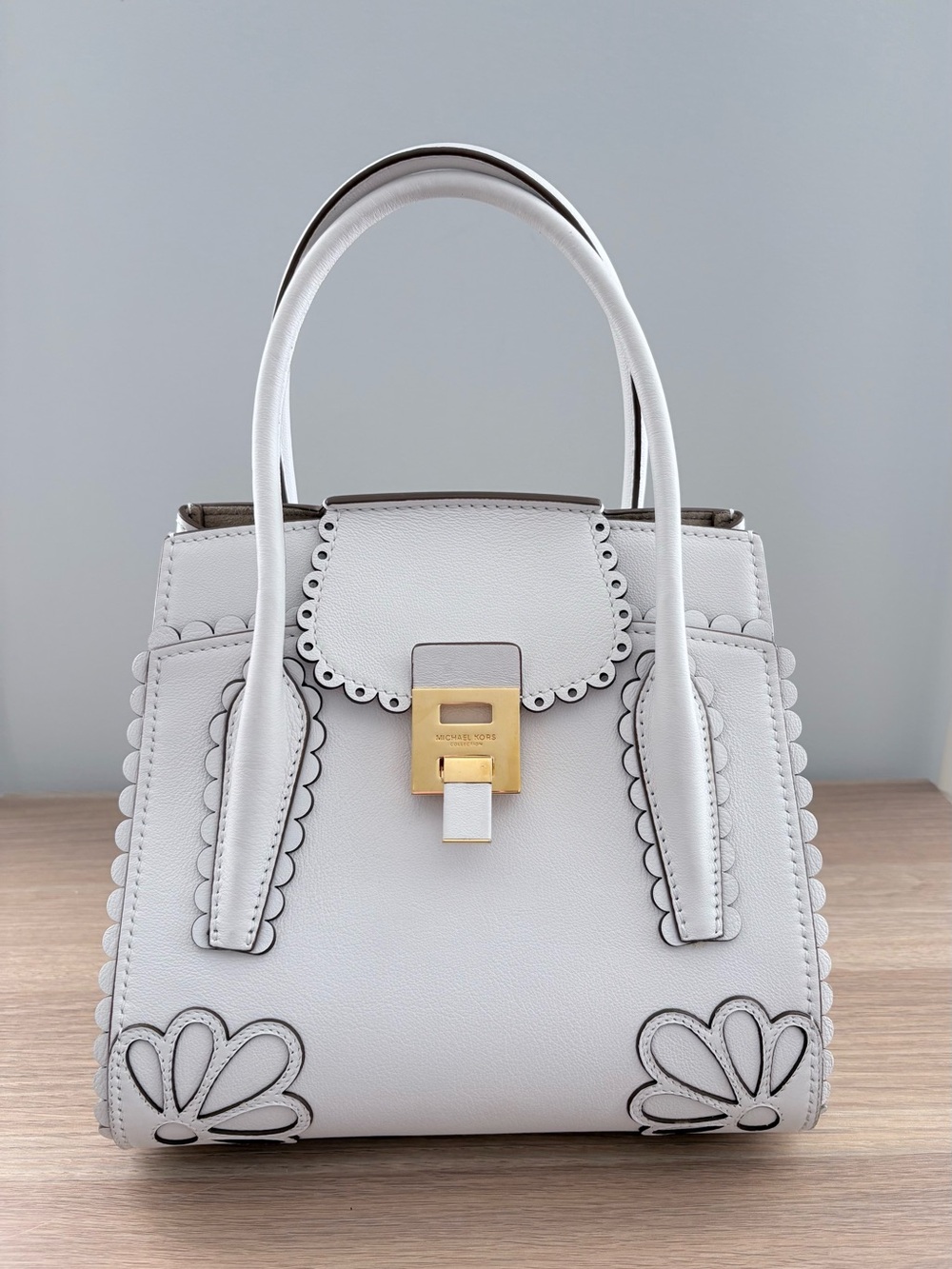 RARE Michael Kors Collection Made in Italy White Leather Satchel